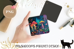 Neon Mushrooms Magnet PNG, Night Forest Magnet Print Product Image 1