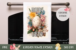Easter Egg Towel PNG, Spring Flowers Towel Design Product Image 1