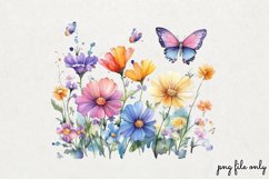 Wild flowers butterflies and dragonfly Clipart PNG Product Image 1