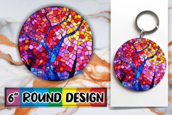 Round Design Colorful Stained Glass Tree Art Product Image 1