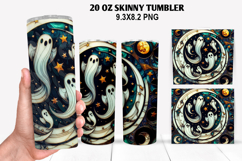 Ghost Skinny Tumbler 20oz Wrap Design, Halloween Tumbler PNG Product Image 1