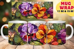 STAINED GLASS FLORAL BLISS SUBLIMATION 11OZ 15OZ MUG WRAP Product Image 1