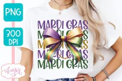 Mardi Gras PNG Sublimation design, Coquette Mardi gras shirt Product Image 4