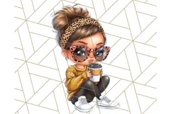 Sassy Mom Coffee PNG Clipart, Messy Bun Mom Life PNGs Product Image 2