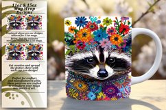 Sublimation Design: Bright Raccoon with Flowers Product Image 1