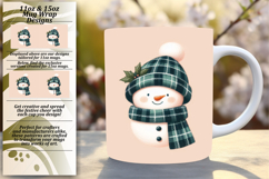 Modern 11oz Mug Wrap Png Template , Snowman Product Image 1