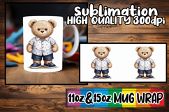Bright adventures 11oz 15oz mug wrap, Teddy Bear Product Image 1