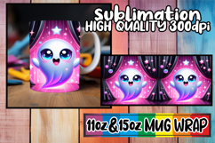Cheerful journeys 11oz 15oz sublimation wrap, 3D Cute Ghost Product Image 1