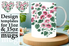 Spring Heart Flower Mug Wrap Sublimation Design Product Image 1