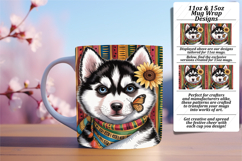Elegant 11oz Mug Wrap Png Template , Cute Dog Product Image 1