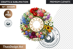 Floral Wheel Zodiac Wreaths Clipart Astrology Flower PNG Product Image 1