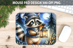 Watercolor Raccoon Mouse pad Sublimation - Animal PNG Design Product Image 1
