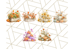 Pumpkin Clipart with Fall Flowers PNG Autumn Illustration Product Image 2