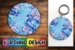 3D Flowers and Fruit Keychain Round Design Product Image 1
