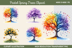 Pastel Spring Trees Clipart Bundle PNG Product Image 18