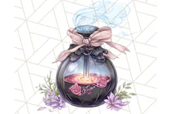 Gothic Fairy & Potion Clipart, Dark Fantasy PNG Printable Product Image 2