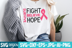 Fight Believe Hope Survive SVG | Breast Cancer SVG Design Product Image 2