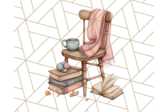Whimsical Library Clipart with Cozy Readers and Books Product Image 2