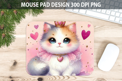 Watercolor Cat Mouse Pad Sublimation - Valentines PNG Product Image 1