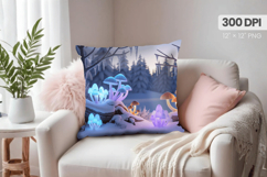 Winter Christmas Wonderland PNG Pillow, Winter Pillow Design Product Image 1
