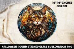 Halloween Stained Glass Sublimation PNG | Halloween Cat Product Image 1