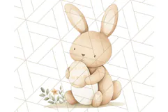 Spring Bunnies PNG Watercolor Bunny Clipart, Pastel Easter Product Image 2