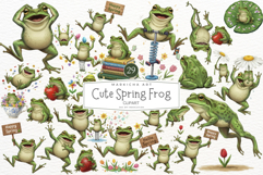 Watercolor Spring Frog Clipart Product Image 1