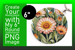 Cute Round Design Coaster PNG , Flowers Product Image 1