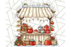 Cozy Christmas Market Stall Clipart PNG, Holiday Art Png Product Image 2
