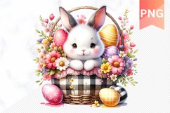 Easter Bunny And Milkshake Flowers Sublimation - Clipart PNG Product Image 1