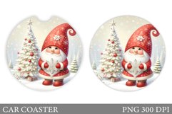 Christmas Gnome Car Coaster. Christmas Car Coaster Design Product Image 1