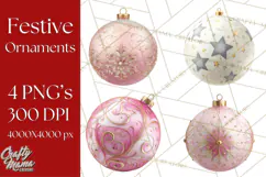 Christmas Ornaments Clipart PNG, Realistic Holiday Ornaments Product Image 1