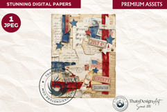 Vintage Patriotic 4th of July Junk Journal digital paper Product Image 1
