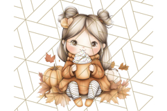 Pumpkin Spice Chibi Girls, Fall Accessories PNG, Cozy Autumn Product Image 2