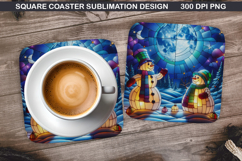 Snowman Coaster Sublimation, Christmas Coaster PNG Design Product Image 1