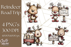 Homespun Christmas Reindeer Roadtrip PNG Clipart Product Image 1