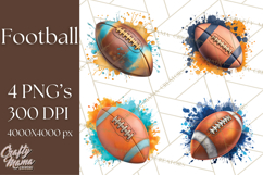 Football Clipart PNG with Team Color Paint Splash Design Product Image 1