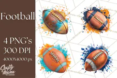 Football Clipart PNG with Team Color Paint Splash Design Product Image 1