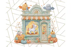 Pastel Halloween Town PNG Clipart, Spooky Shops & Homes Png Product Image 2