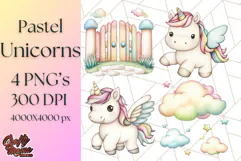Fairy Tale Unicorn PNG Pastel Magic Clipart, Fantasy Rainbow Product Image 1