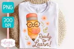 Cute back to school shirt PNG, Ready to learn sublimation Product Image 5
