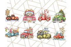 Vintage Christmas Truck Clipart PNG, Retro Holiday Vehicle Product Image 6