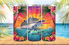 Cruise with beach dolphin under water Tumbler Wrap PNG Subli Product Image 1
