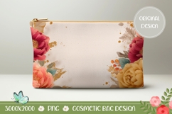 Cartoon Peony Cosmetic Bag Template, Floral Cosmetic Bag Product Image 1