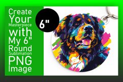 Radiant Colorful Dog Round Design Keychain Sublimation Product Image 1