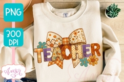 Coquette Teacher Sublimation design PNG| Fall shirt PNG Product Image 2