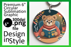 Bright Keychain Circle PNG Artwork , Cute Bear Product Image 1