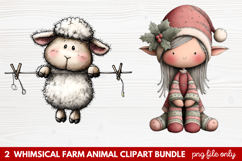 Whimsical Farm Animal Clipart | Cute Farm Animals PNG Set Product Image 1