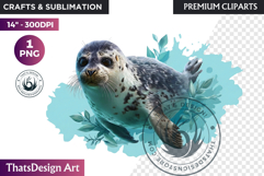 Seal Watercolor Arctic Winter Animal Clipart Wildlife PNG Product Image 1