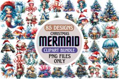 Christmas Mermaid Clipart Bundle PNG Product Image 1